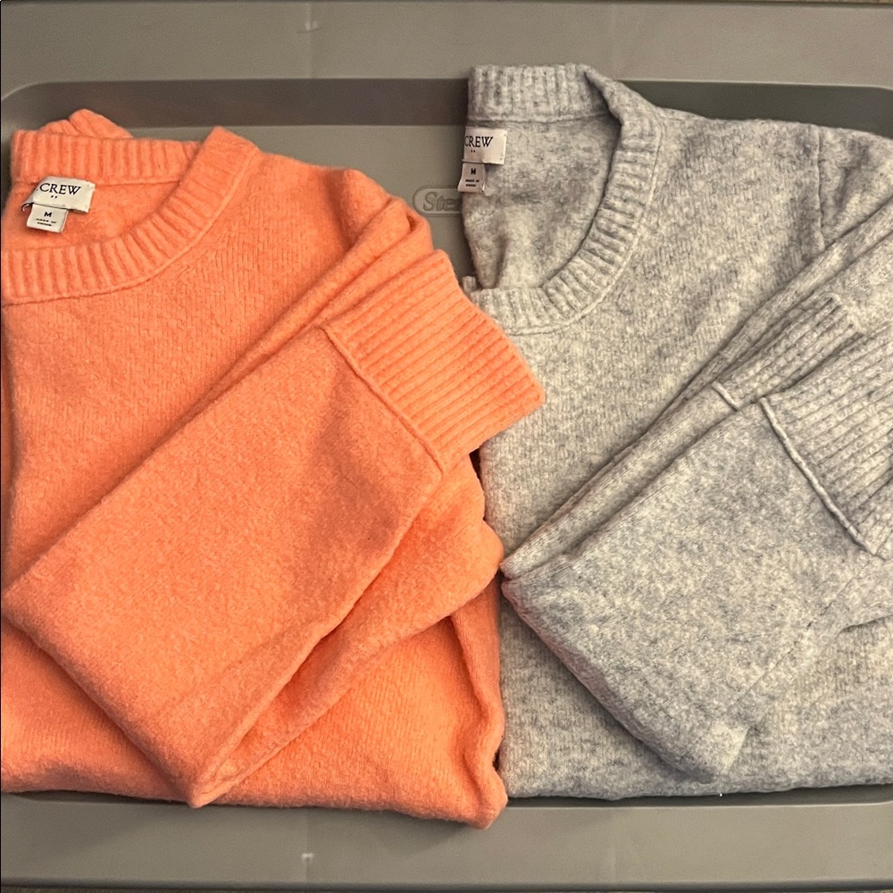 J. Crew factory super soft yarn crew neck sweaters - Orange and Gray